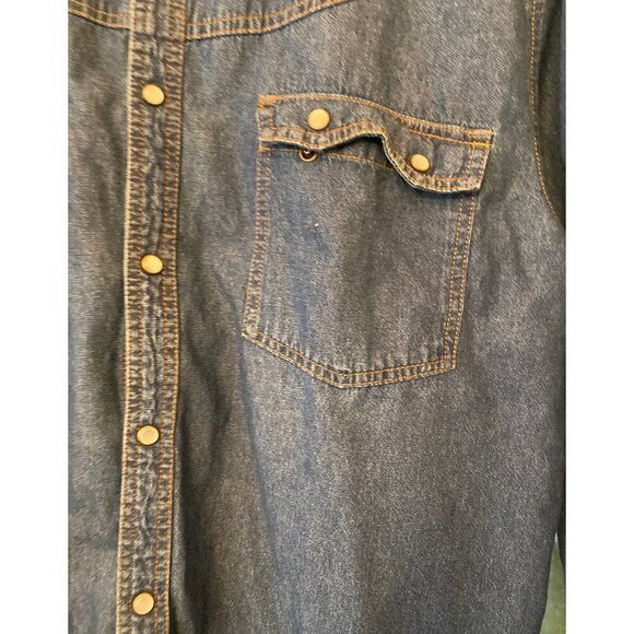 Dark Denim Guide Gear Western Pearl Snap Button Up Shirt Size Large - Picture 4 of 7